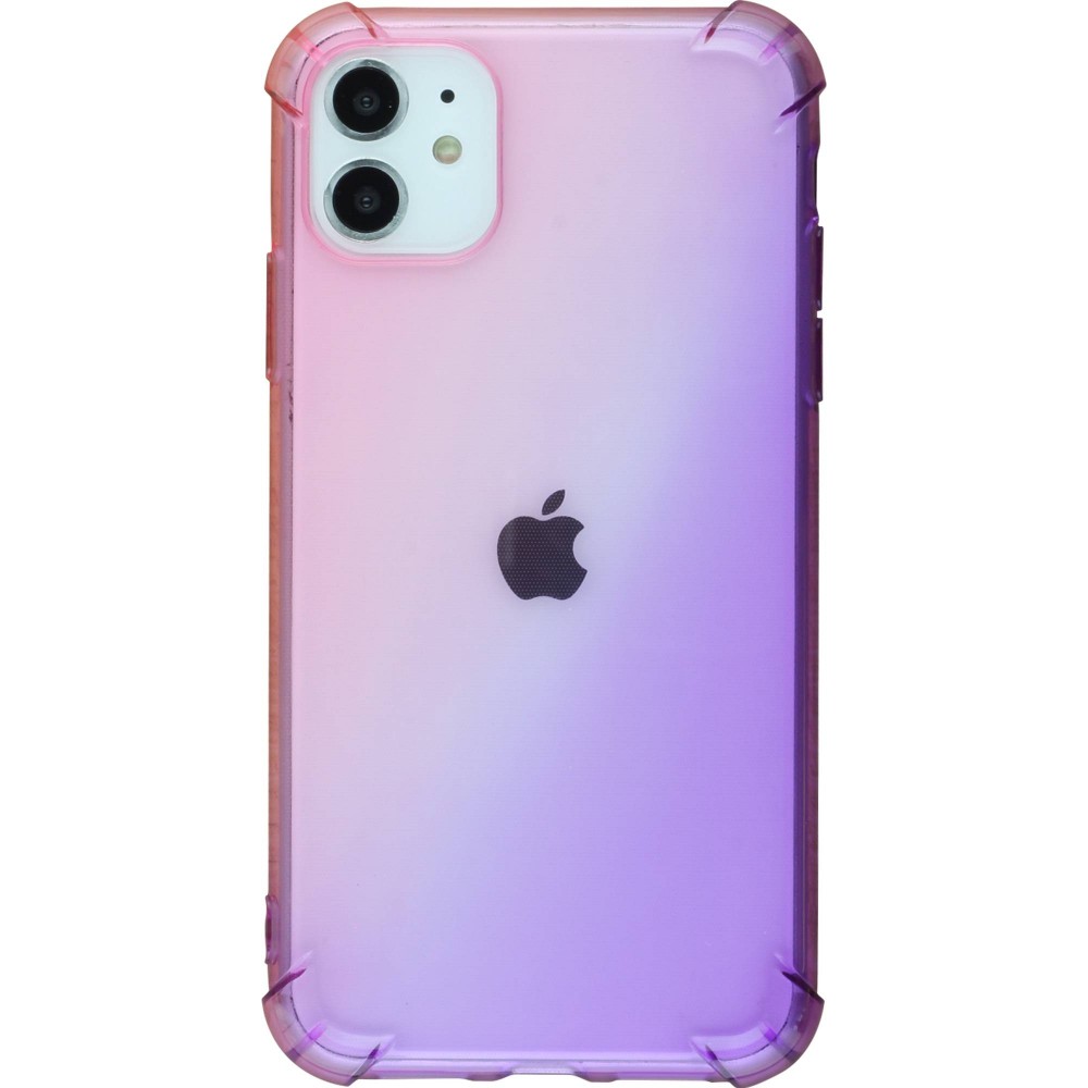 Hülle iPhone 12 / 12 Pro - Gummi Bumper Rainbow mit extra Schutz für Ecken Antischock - rosa - Violett