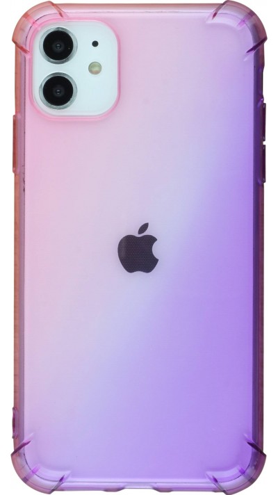 Hülle iPhone 12 / 12 Pro - Gummi Bumper Rainbow mit extra Schutz für Ecken Antischock - rosa - Violett