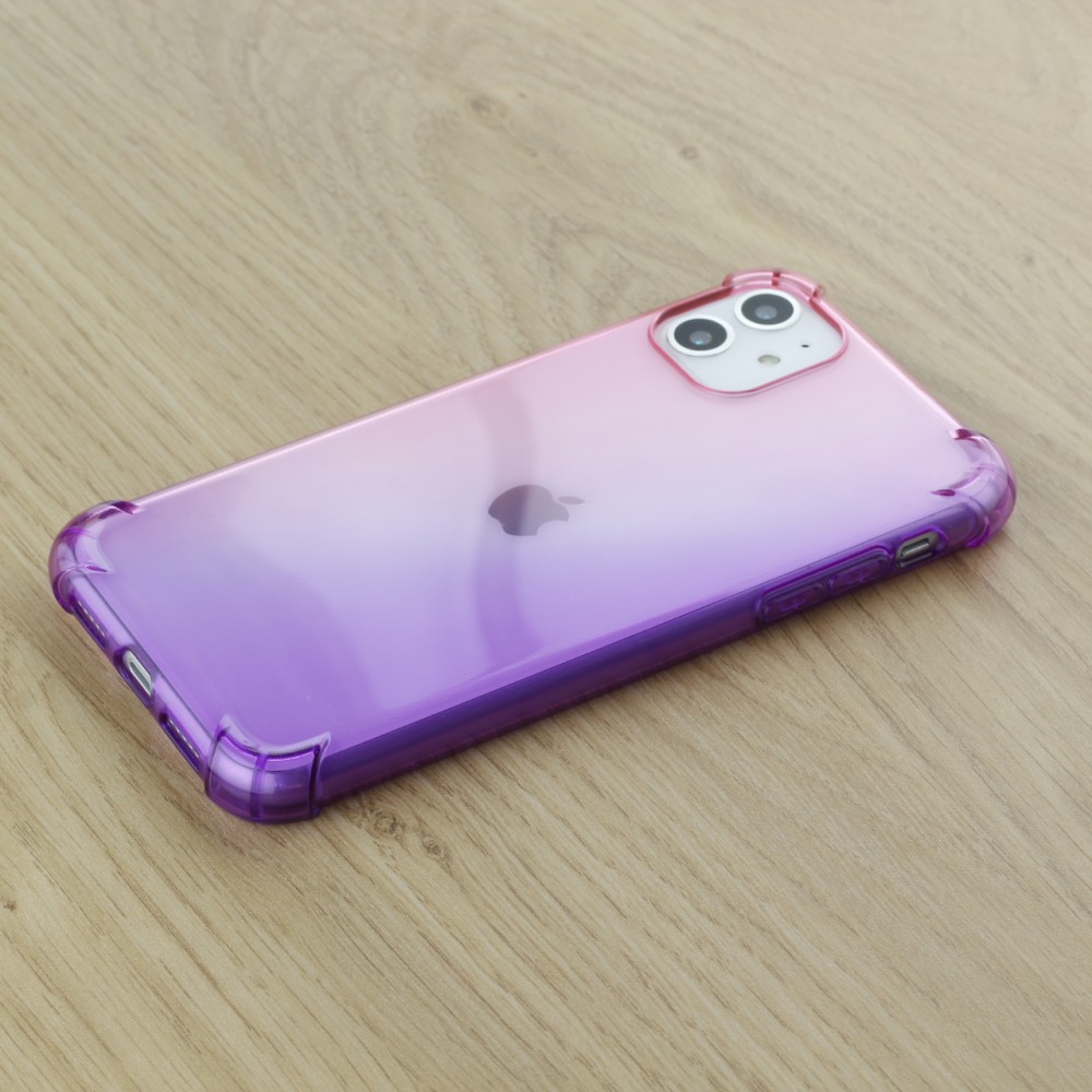 Hülle iPhone XR - Gummi Bumper Rainbow mit extra Schutz für Ecken Antischock - rosa - Violett