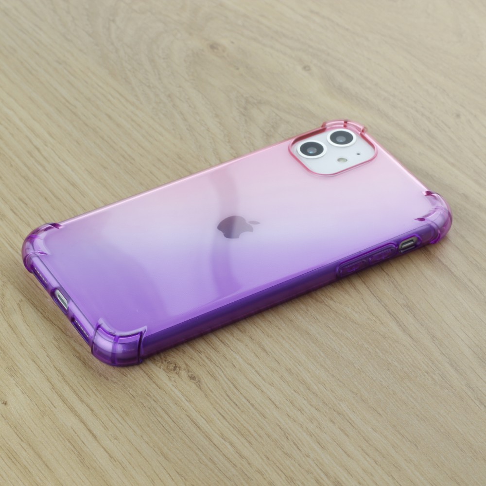 Hülle iPhone 12 / 12 Pro - Gummi Bumper Rainbow mit extra Schutz für Ecken Antischock - rosa - Violett