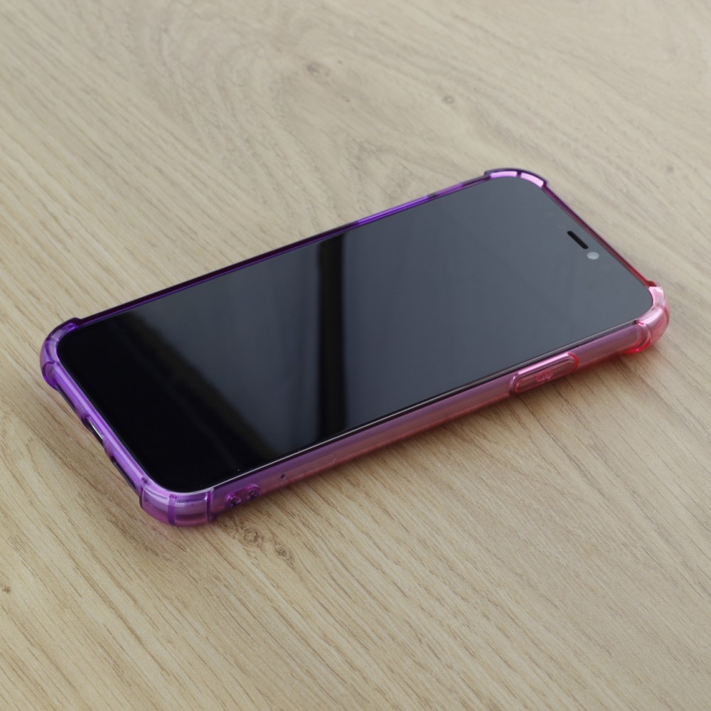 Hülle iPhone 12 / 12 Pro - Gummi Bumper Rainbow mit extra Schutz für Ecken Antischock - rosa - Violett