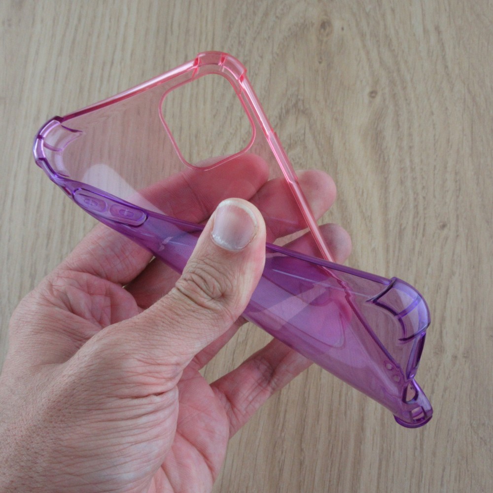 Hülle iPhone 12 / 12 Pro - Gummi Bumper Rainbow mit extra Schutz für Ecken Antischock - rosa - Violett