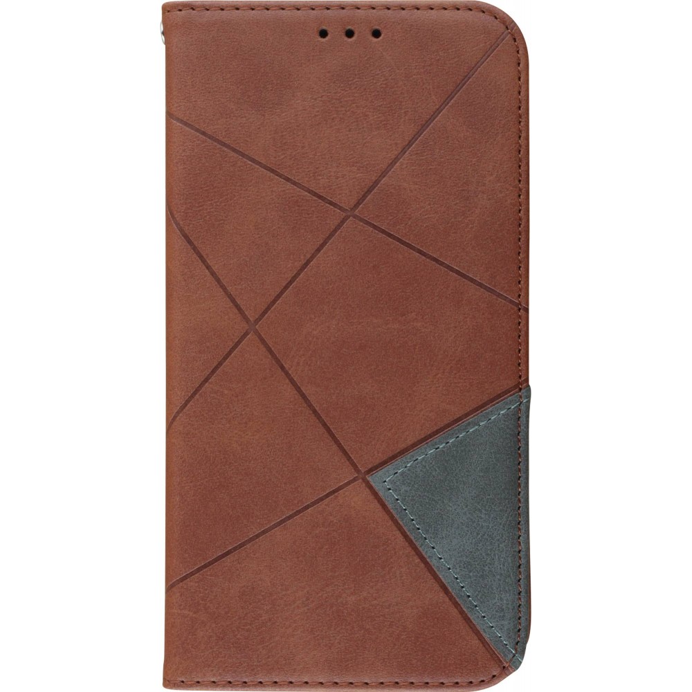 Hülle iPhone 11 - Flip Geometrisch dunkel- Braun