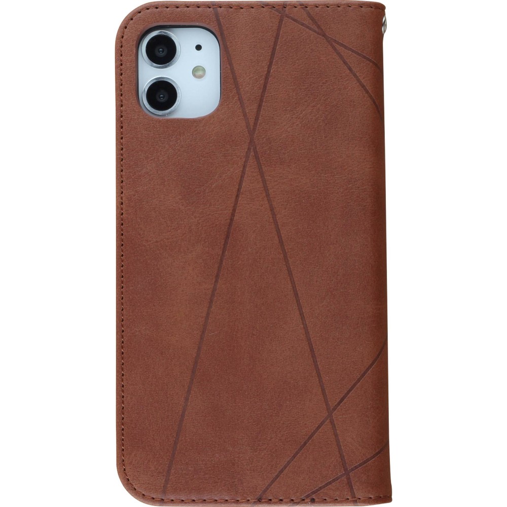 Hülle iPhone 11 - Flip Geometrisch dunkel- Braun