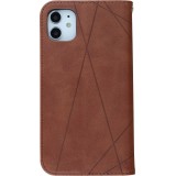 Hülle iPhone 11 - Flip Geometrisch dunkel- Braun