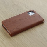 Hülle iPhone 11 - Flip Geometrisch dunkel- Braun