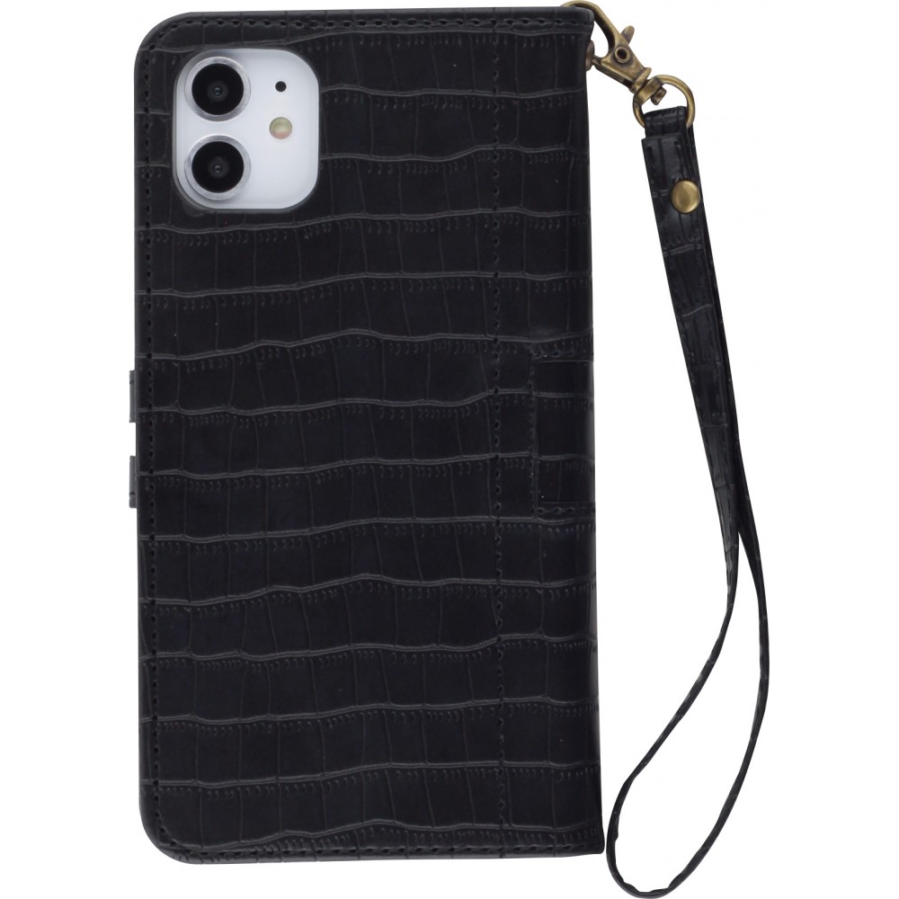 Fourre iPhone 11 - Flip crocodile - Noir