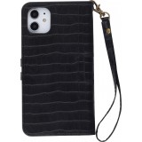 Fourre iPhone X / Xs - Flip crocodile - Noir