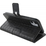 Fourre iPhone XR - Flip crocodile - Noir