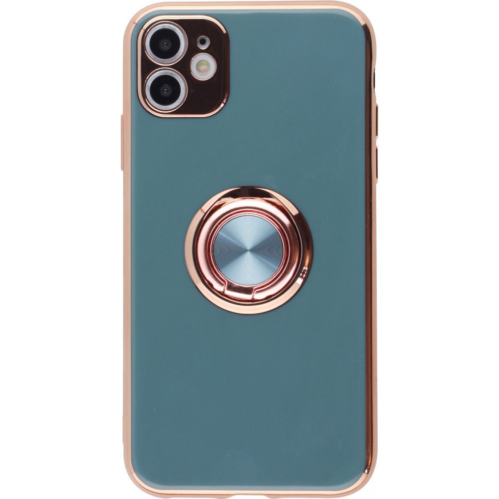 Coque iPhone X / Xs - Gel Bronze avec anneau gris - Vert