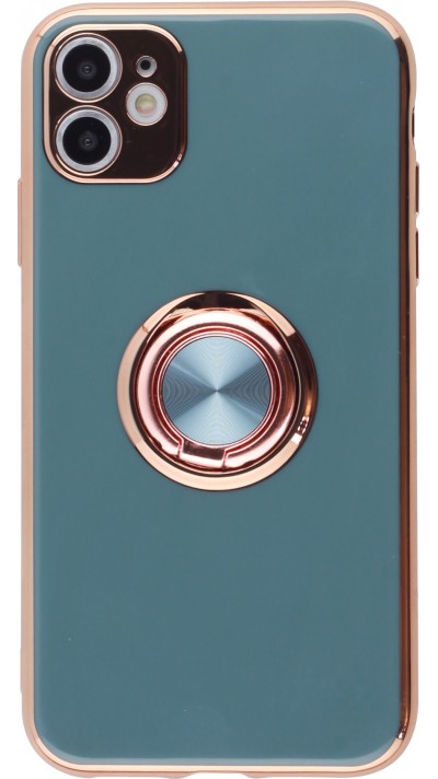 Coque iPhone 7 / 8 / SE (2020, 2022) - Gel Bronze avec anneau gris - Vert