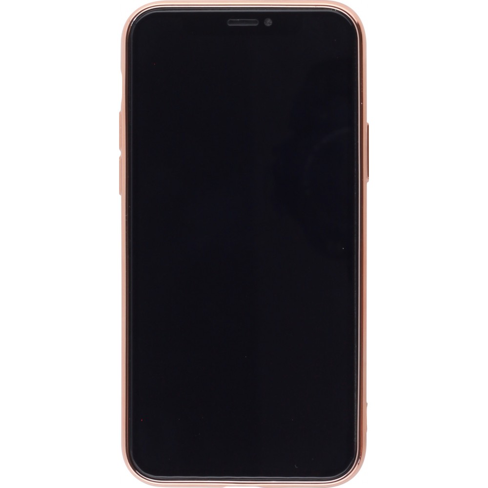 Hülle iPhone X / Xs - Gummi Bronze mit Ring grau grün