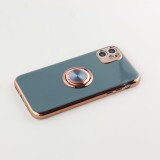 Hülle iPhone X / Xs - Gummi Bronze mit Ring grau grün