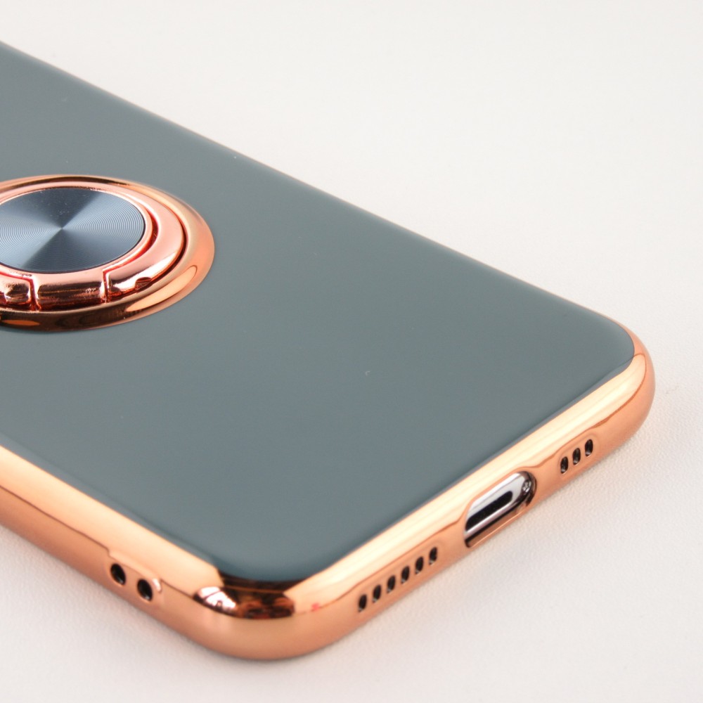 Hülle iPhone 11 - Gummi Bronze mit Ring grau grün