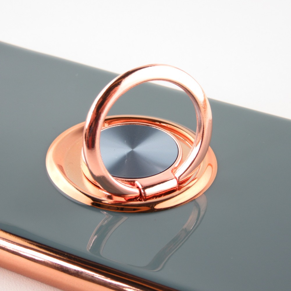 Hülle iPhone 7 / 8 / SE (2020, 2022) - Gummi Bronze mit Ring grau grün