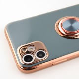 Hülle iPhone 7 / 8 / SE (2020, 2022) - Gummi Bronze mit Ring grau grün