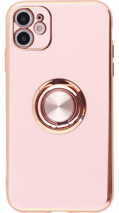 Hülle iPhone 12 Pro Max - Gummi Bronze mit Ring - Rosa