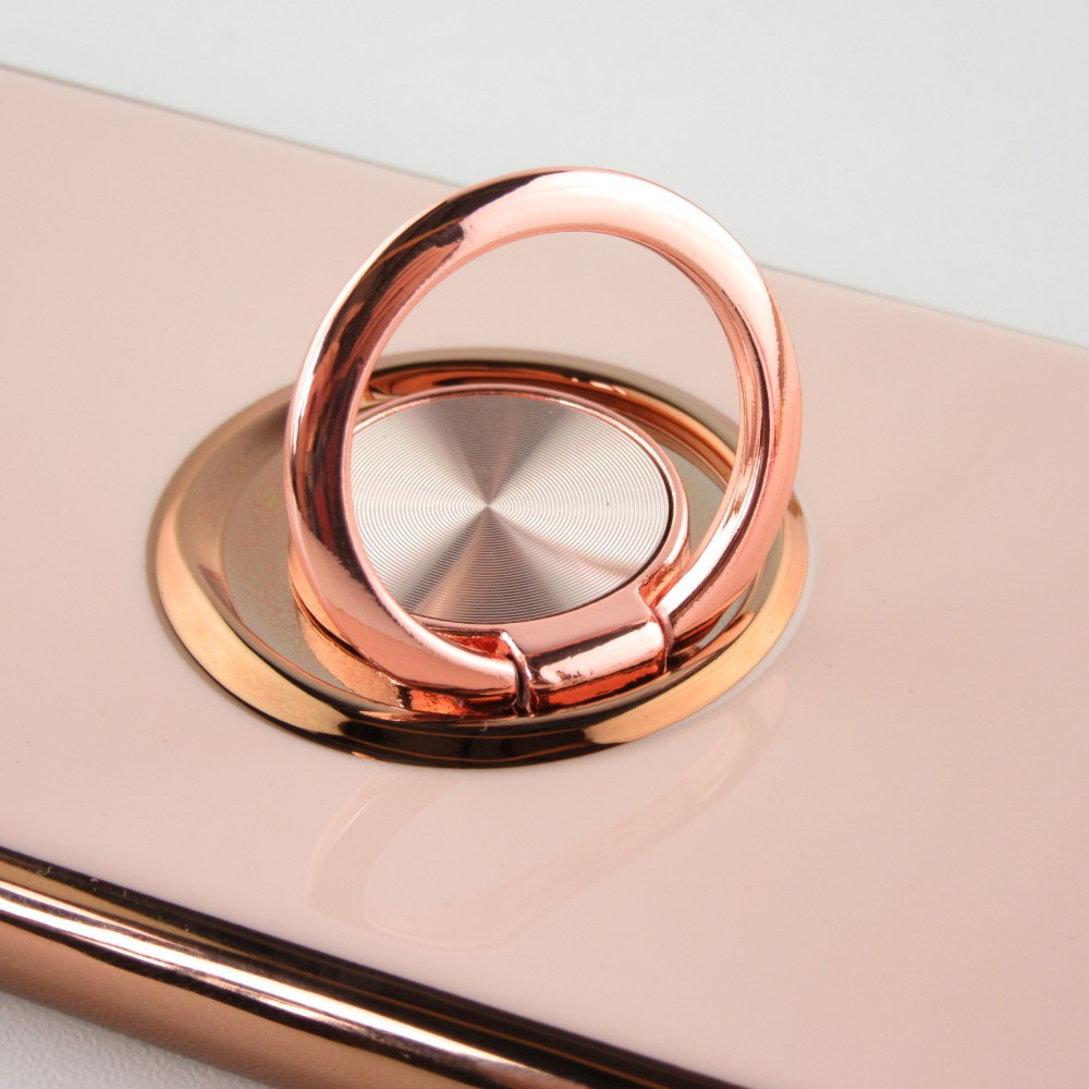 Hülle iPhone 7 / 8 / SE (2020, 2022) - Gummi Bronze mit Ring - Rosa