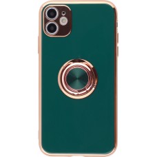 Coque iPhone 7 Plus / 8 Plus - Gel Bronze avec anneau - Vert foncé