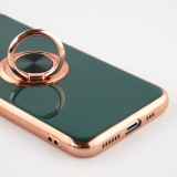 Coque iPhone 11 - Gel Bronze avec anneau - Vert foncé
