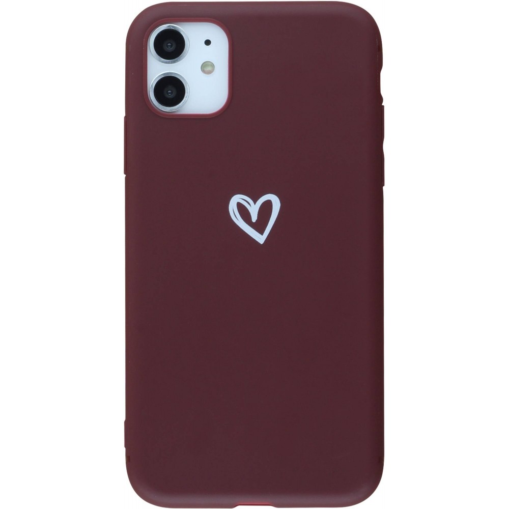 Coque iPhone 11 - Gel coeur - Rouge