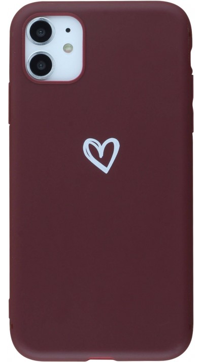 Coque iPhone 12 mini - Gel coeur - Rouge