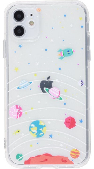 Coque iPhone 12 mini - Gel dessin système solaire