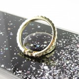 Coque iPhone 11 - Gel paillettes argentées avec anneau - Noir