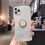 Coque iPhone 6/6s - Gel paillettes argentées avec anneau - Transparent