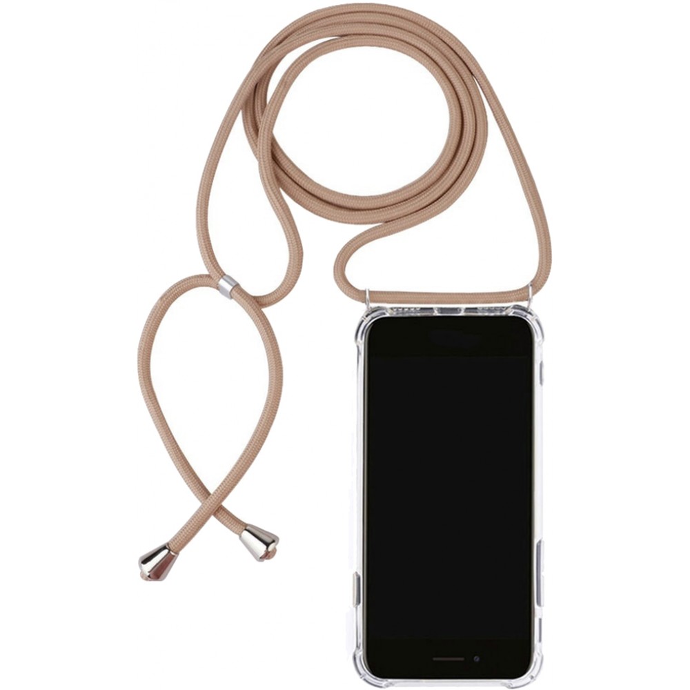 Hülle iPhone 12 mini - Gummi transparent mit Seil beige