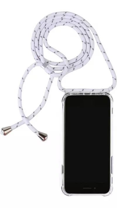 Coque Samsung Galaxy S21+ 5G - Gel transparent avec lacet - Blanc