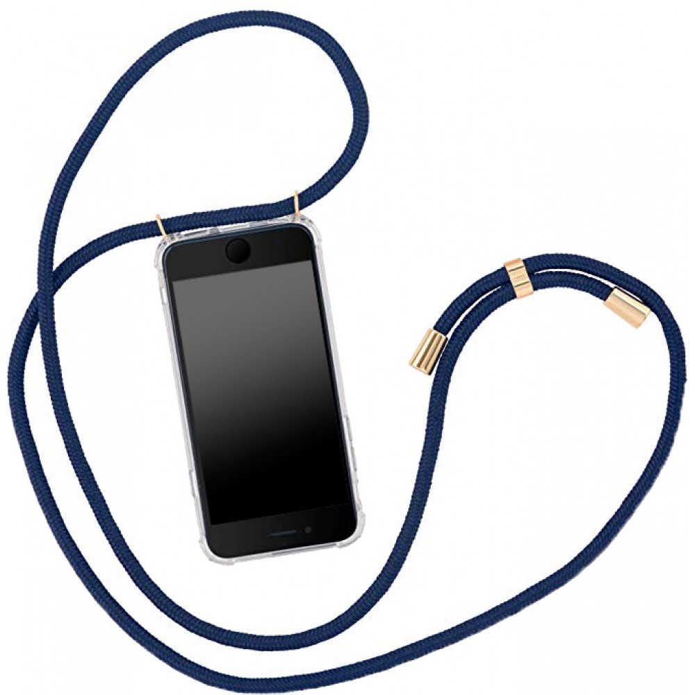 Coque iPhone 12 mini - Gel transparent avec lacet - Bleu