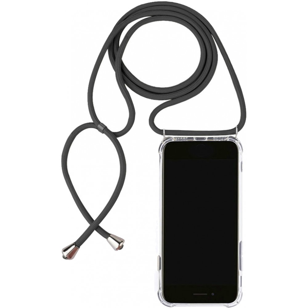 Hülle iPhone 12 mini - Gummi transparent mit Seil - Grau