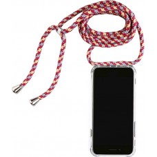Hülle iPhone XR - Gummi transparent mit Seil gold - Rot