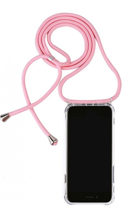Coque iPhone 12 Pro Max - Gel transparent avec lacet - Rose