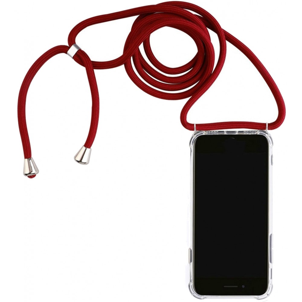 Coque iPhone 11 Pro Max - Gel transparent avec lacet - Rouge