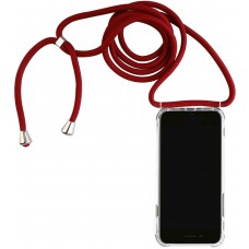 Coque iPhone 12 / 12 Pro - Gel transparent avec lacet - Rouge