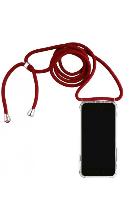 Coque Samsung Galaxy S21 5G - Gel transparent avec lacet - Rouge