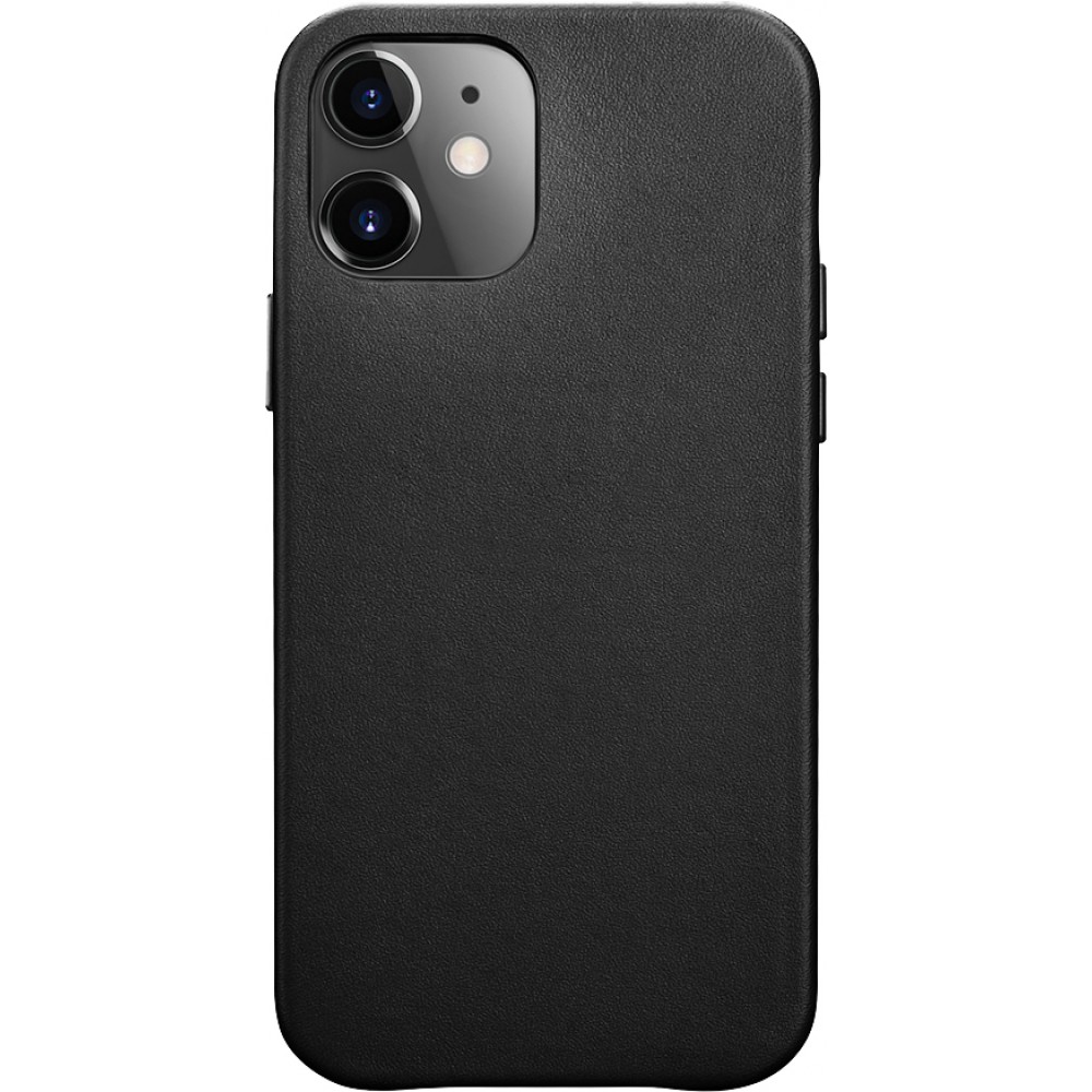 Coque iPhone 12 / 12 Pro - ICARER - Fourre standard en cuir véritable - Noir