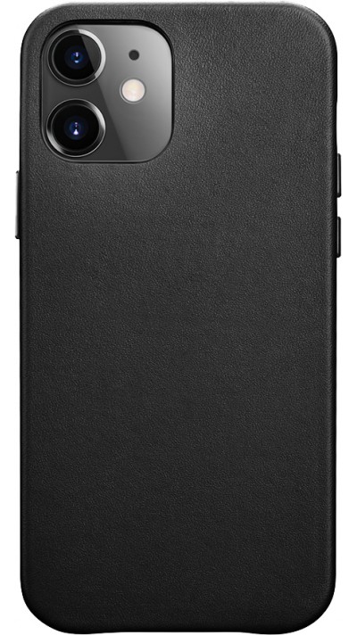 Coque iPhone 11 - ICARER - Fourre standard en cuir véritable - Noir