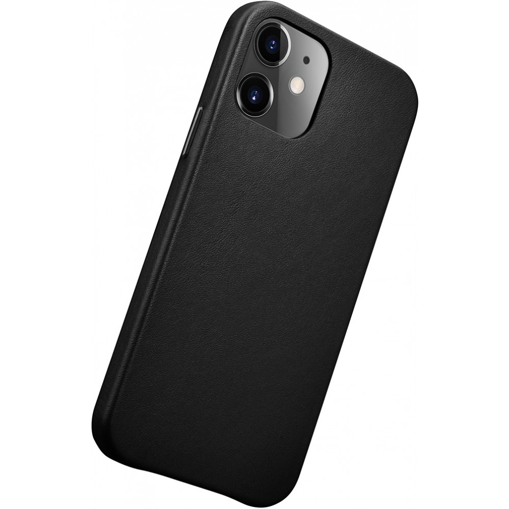 Coque iPhone 11 Pro Max - ICARER - Fourre standard en cuir véritable - Noir