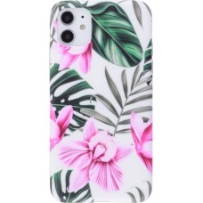 Hülle iPhone 11 - Dschungel Orchidee - Rosa