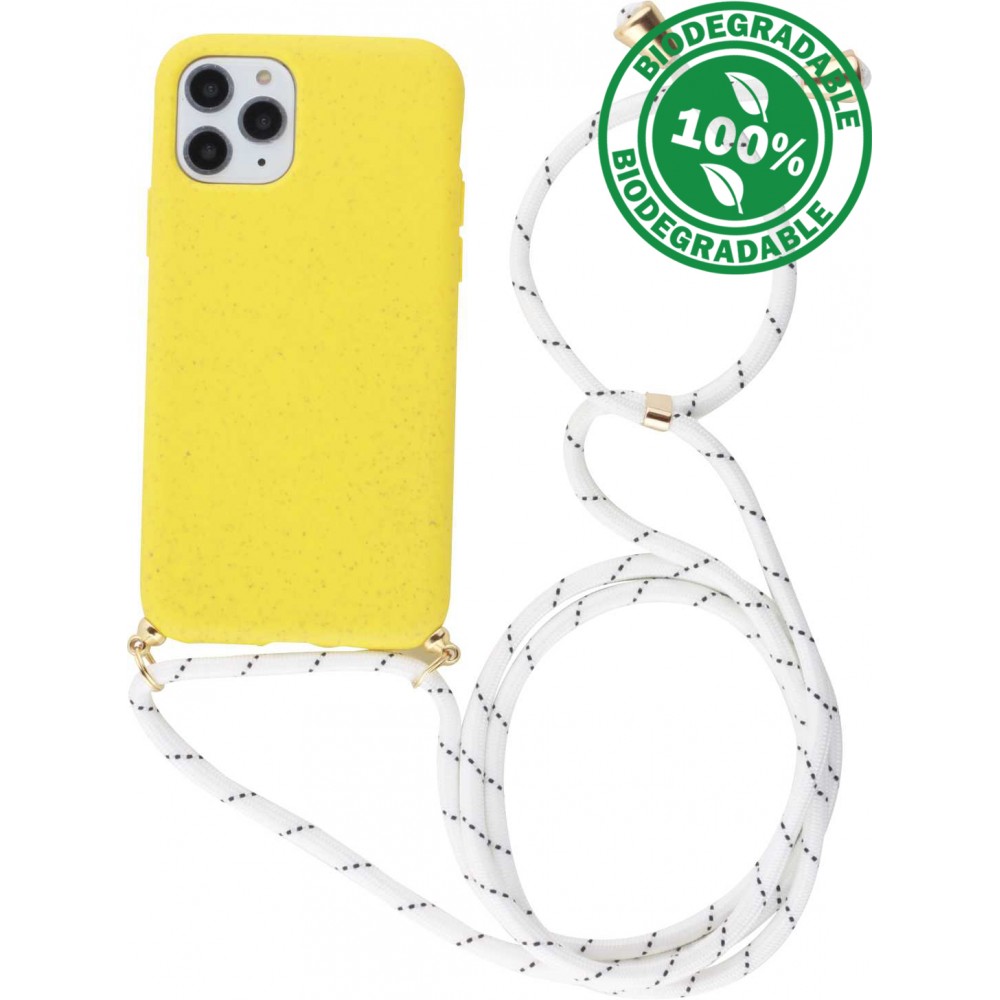 Coque iPhone 11 Pro - Bio Eco-Friendly nature avec cordon collier jaune