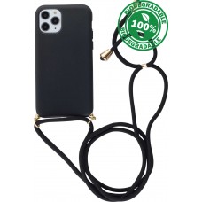 Coque iPhone 11 Pro - Bio Eco-Friendly nature avec cordon collier - Noir