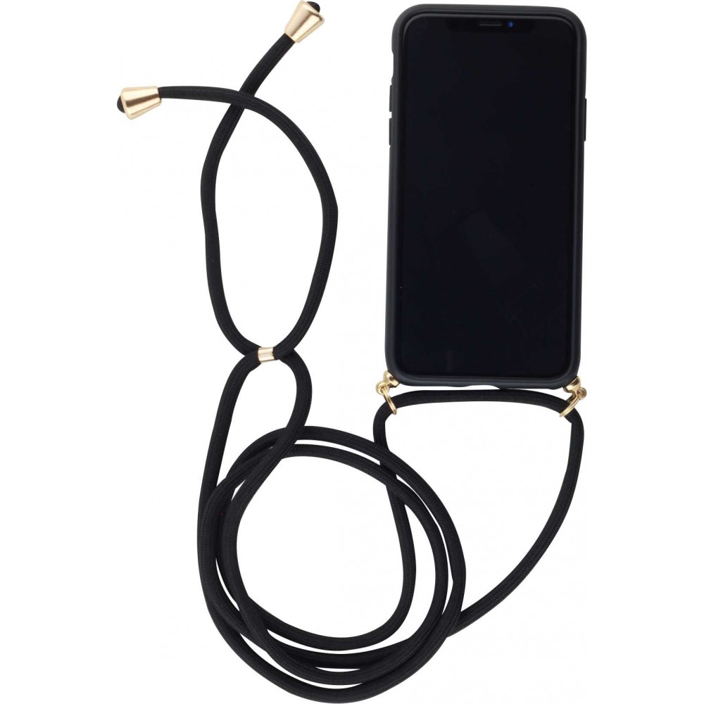 Coque iPhone 11 Pro Max - Bio Eco-Friendly nature avec cordon collier - Noir