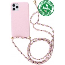 Coque iPhone 11 Pro - Bio Eco-Friendly nature avec cordon collier - Rose
