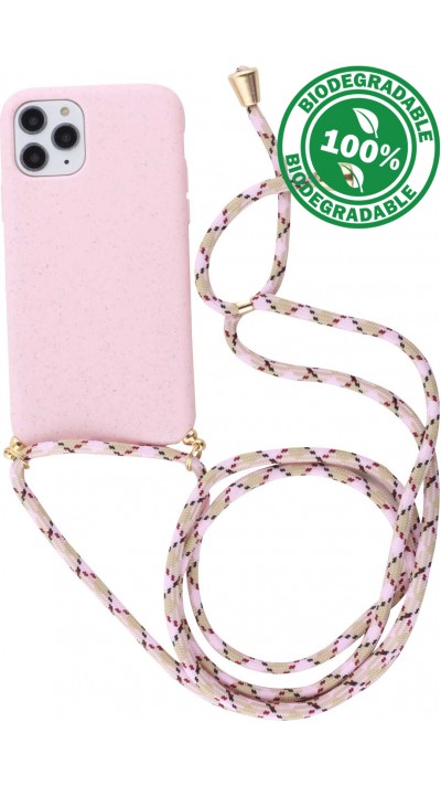 Hülle iPhone 12 Pro Max - Bio Eco-Friendly Vegan mit Handykette Necklace - Rosa