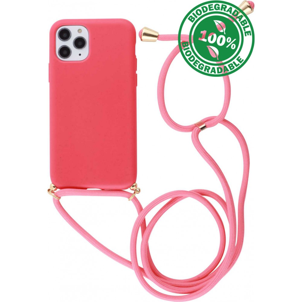 Coque iPhone 11 Pro Max - Bio Eco-Friendly nature avec cordon collier - Rouge