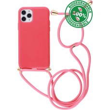 Coque iPhone 11 Pro Max - Bio Eco-Friendly nature avec cordon collier - Rouge