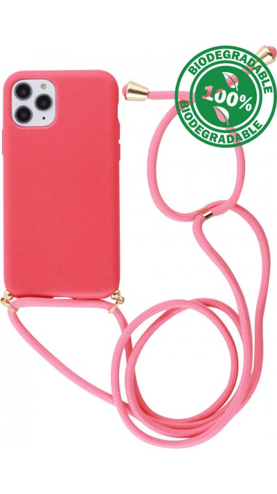 Coque iPhone 11 Pro Max - Bio Eco-Friendly nature avec cordon collier - Rouge